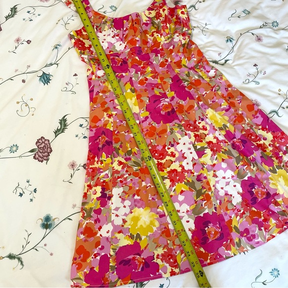 Y2K Dressbarn A-Line Fit & Flare Sleeveless Knee Length Floral Dress Pink 6P - Picture 13 of 16